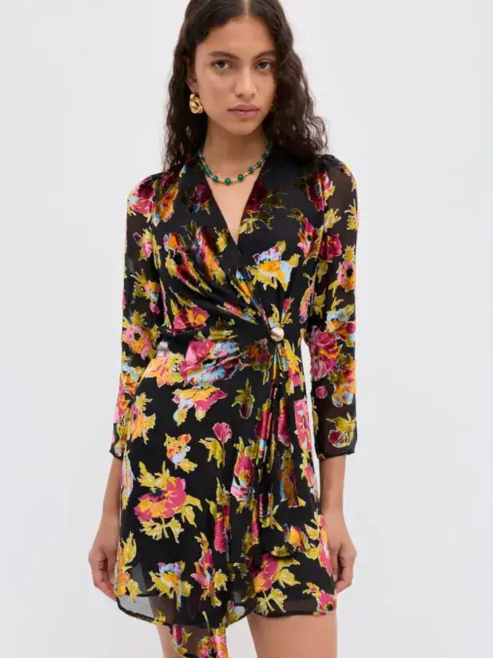 RIXO Kensley Dress Color Countryside Devoré Black
